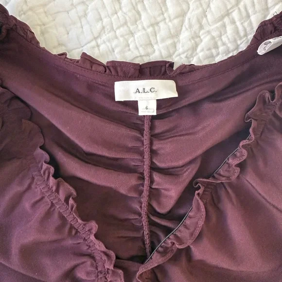 ALC Red Ruched Puff Sleeve Blouse - Picture 7 of 7